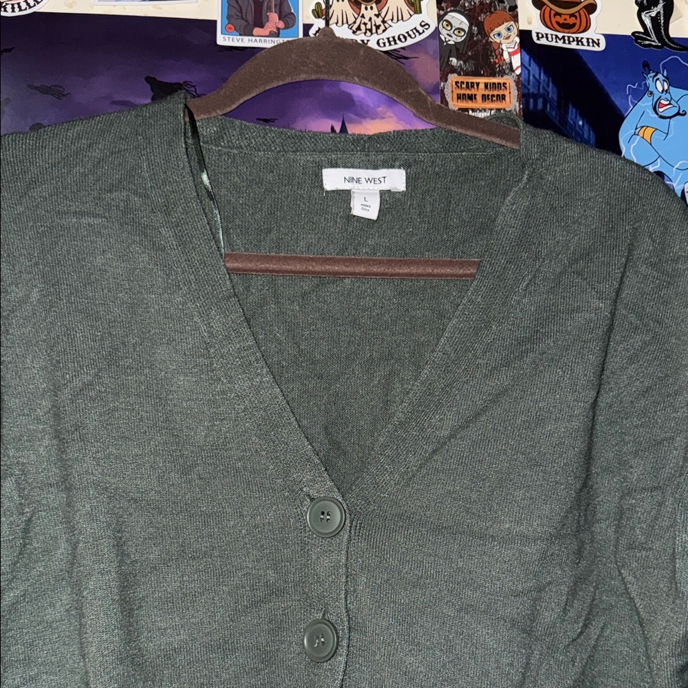 Nine West Women's Dark Green Sweater Cardigan